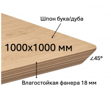 Столешница для кафе и ресторанов из влагостойкой фанеры со скошенной на 45 грудусов кромкой и покрытием шпона дуба или бука
